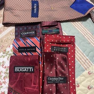 men’s silk ties bundle.  Total of 7.  Hello!, Christian Dior. Bugatti.